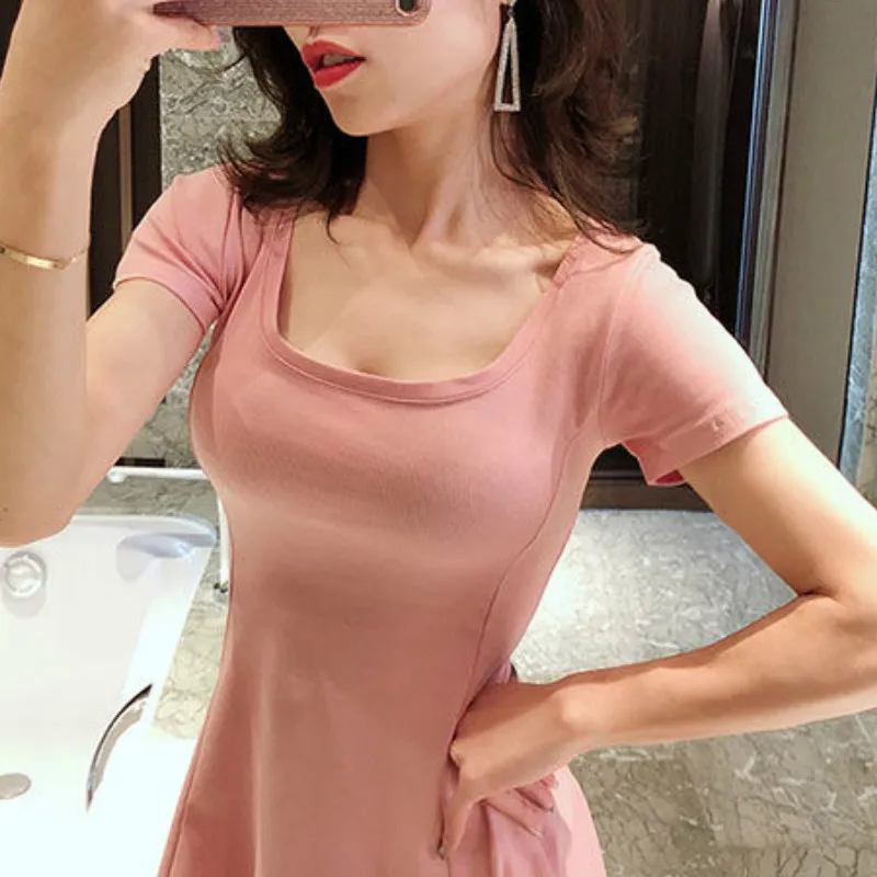Dress Women Solid Ruffles Sexy Lady Skinny Stretchy Mini Dresses Female Clothing A-line Slim Ulzzang Beach Trendy Cute Girls New - Image 6