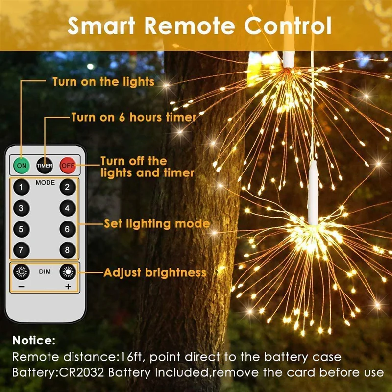 Dropshipping Outdoor Led Dandelion Led Starburst Light LED Firework String Fairy Light Christmas Lighting Decoration - Image 4