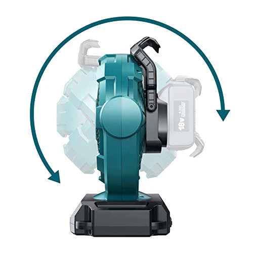 DTEZTECH Cordless Fan Powered by Makita 18V LXT Lithium-ion Battery/DC Cord, Floor Fan Battery Operated, 8-1/2" Fan for Camping, Gym, Garage, Travel, Office, Bedroom - Image 6