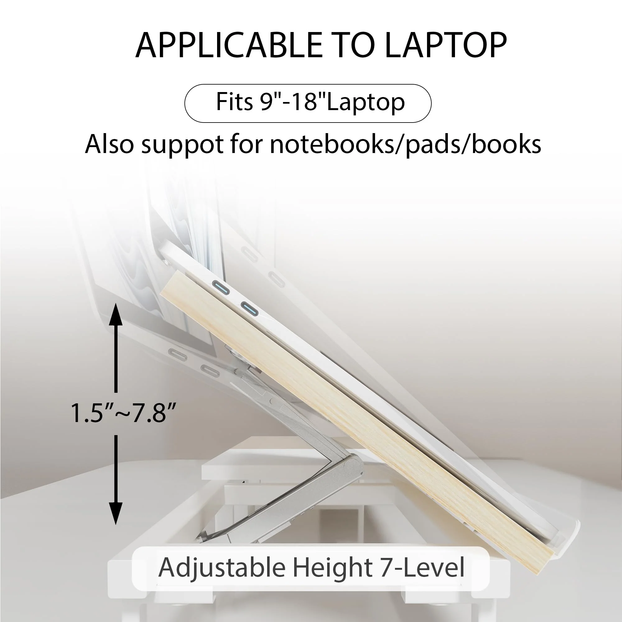Dual Monitor Stand with Adjustable Laptop Riser - Monitor Stand for 2 Monitors, Ergonomic 7-Angle Adjustable Laptop Stand for Desk, Wooden Computer Stand For Home Office with Metal Legs, Oak - Image 7