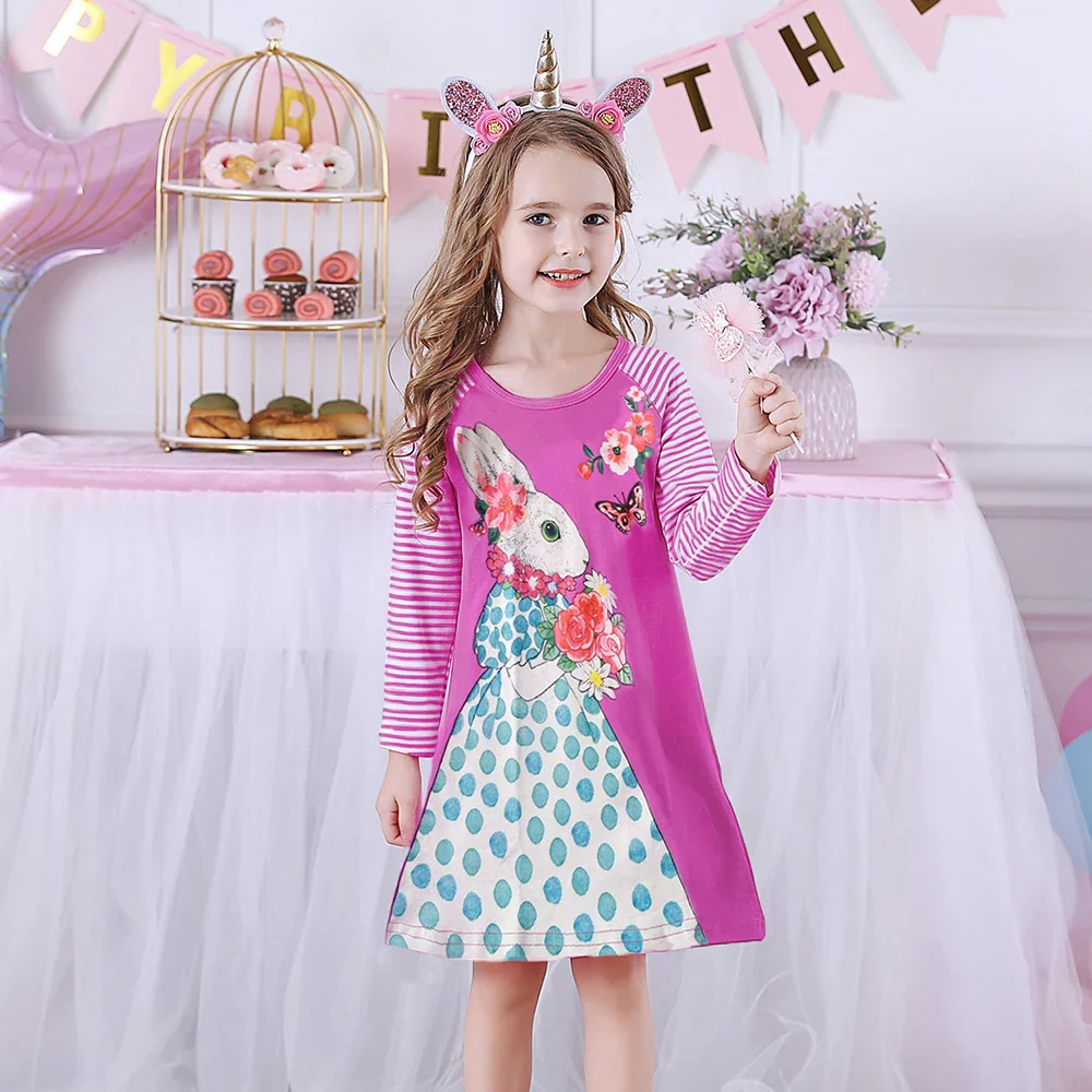 DXTON Birthday Girls Dresses Long Sleeve Baby Girls Winter Dresses Kids Cotton Clothing Casual Dresses for 2-8 Years Children - Image 10