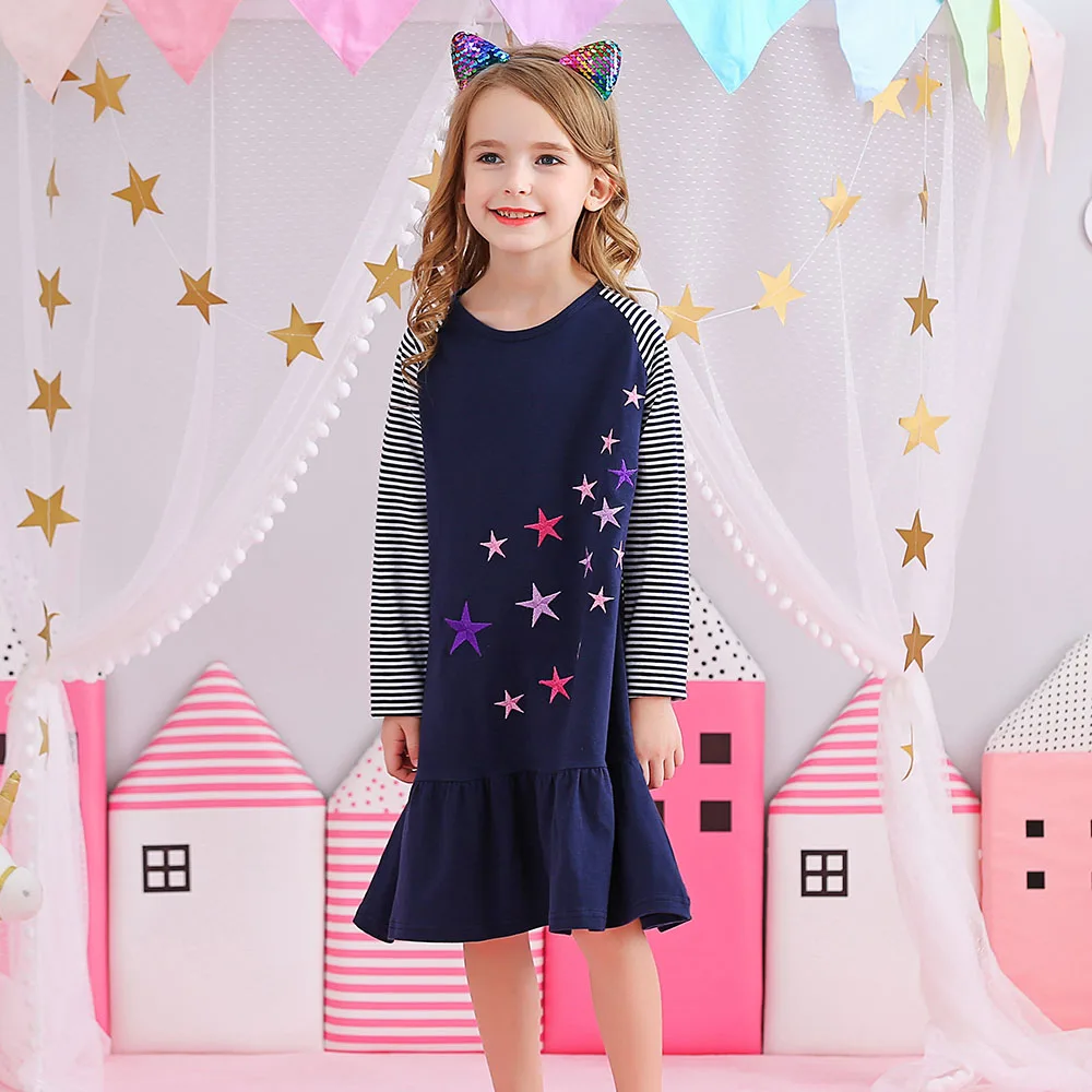 DXTON Birthday Girls Dresses Long Sleeve Baby Girls Winter Dresses Kids Cotton Clothing Casual Dresses for 2-8 Years Children - Image 12