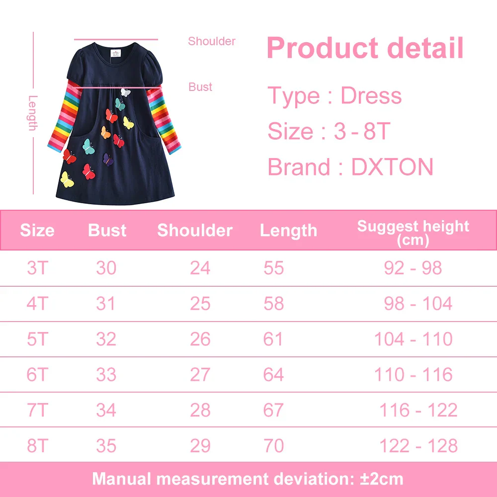 DXTON Birthday Girls Dresses Long Sleeve Baby Girls Winter Dresses Kids Cotton Clothing Casual Dresses for 2-8 Years Children - Image 17