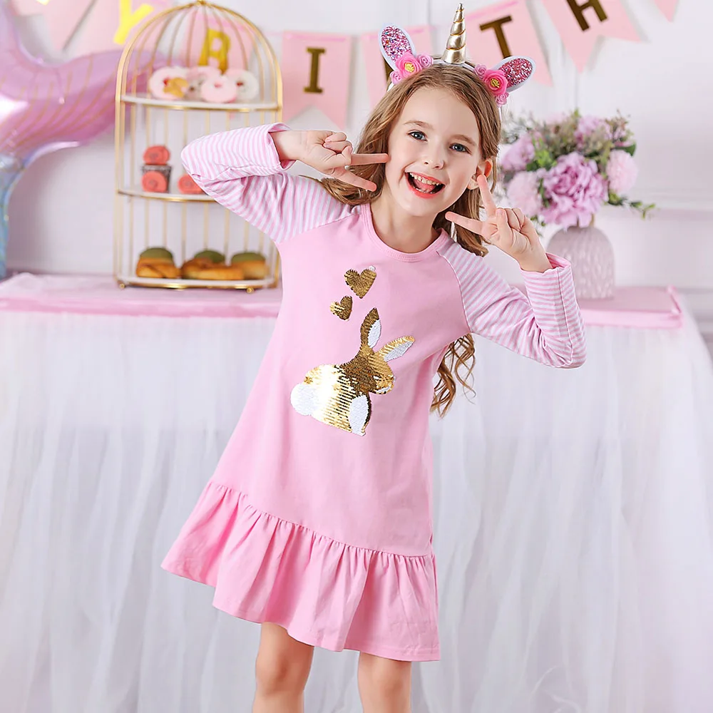DXTON Birthday Girls Dresses Long Sleeve Baby Girls Winter Dresses Kids Cotton Clothing Casual Dresses for 2-8 Years Children - Image 2
