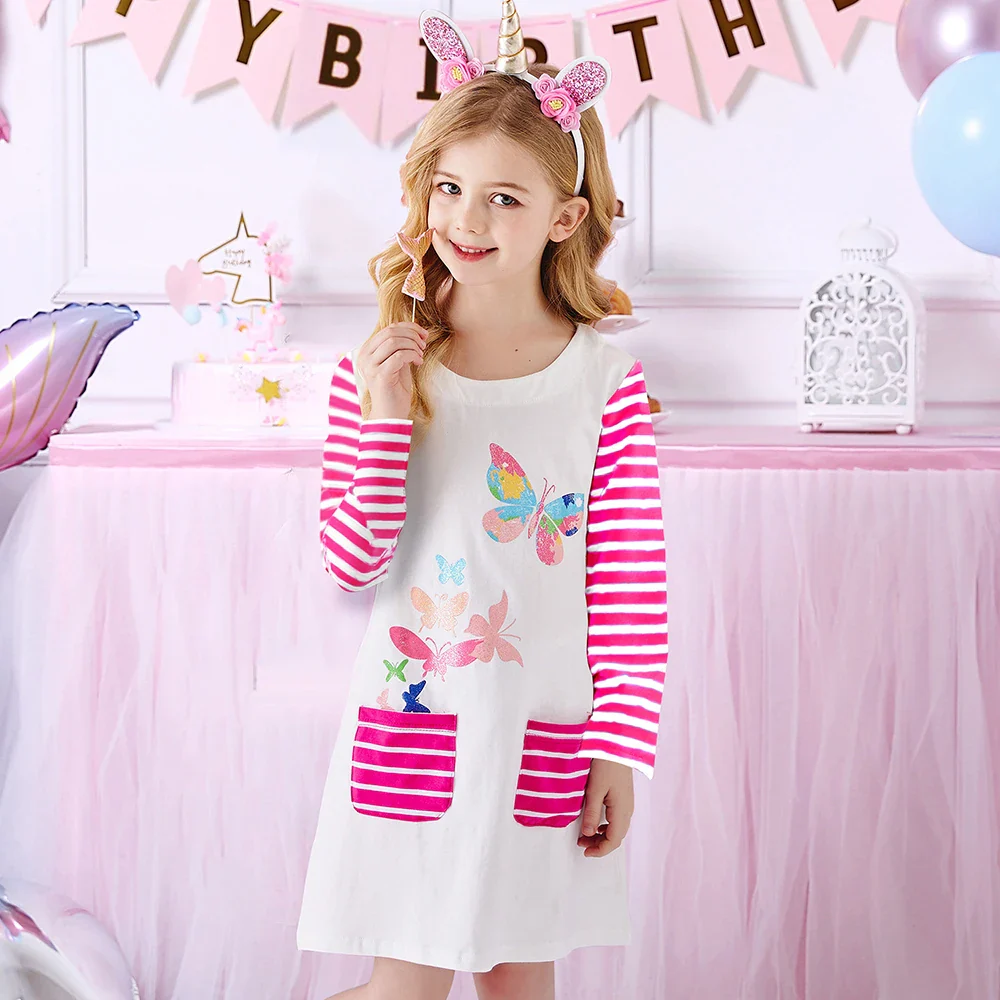 DXTON Birthday Girls Dresses Long Sleeve Baby Girls Winter Dresses Kids Cotton Clothing Casual Dresses for 2-8 Years Children - Image 3