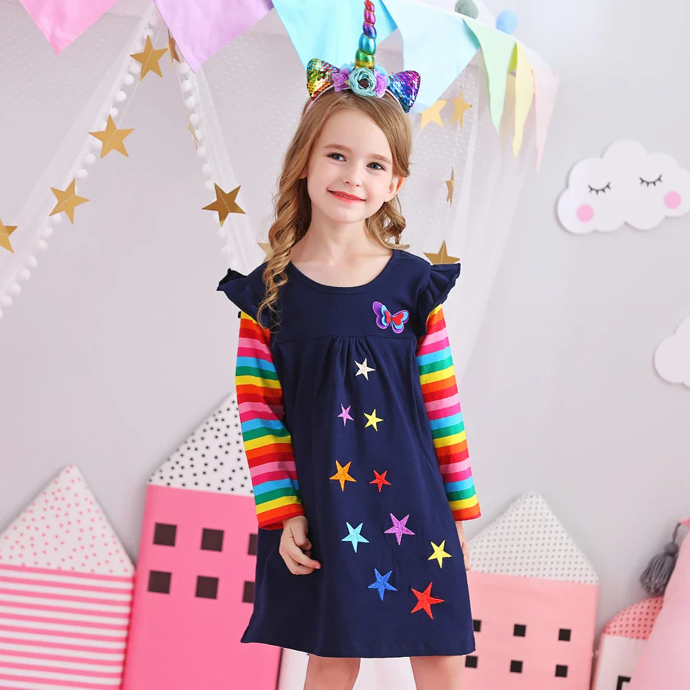 DXTON Birthday Girls Dresses Long Sleeve Baby Girls Winter Dresses Kids Cotton Clothing Casual Dresses for 2-8 Years Children - Image 4