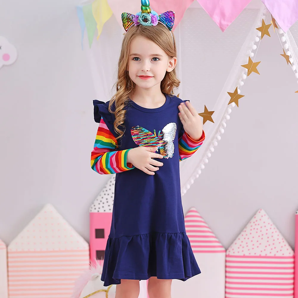 DXTON Birthday Girls Dresses Long Sleeve Baby Girls Winter Dresses Kids Cotton Clothing Casual Dresses for 2-8 Years Children - Image 5