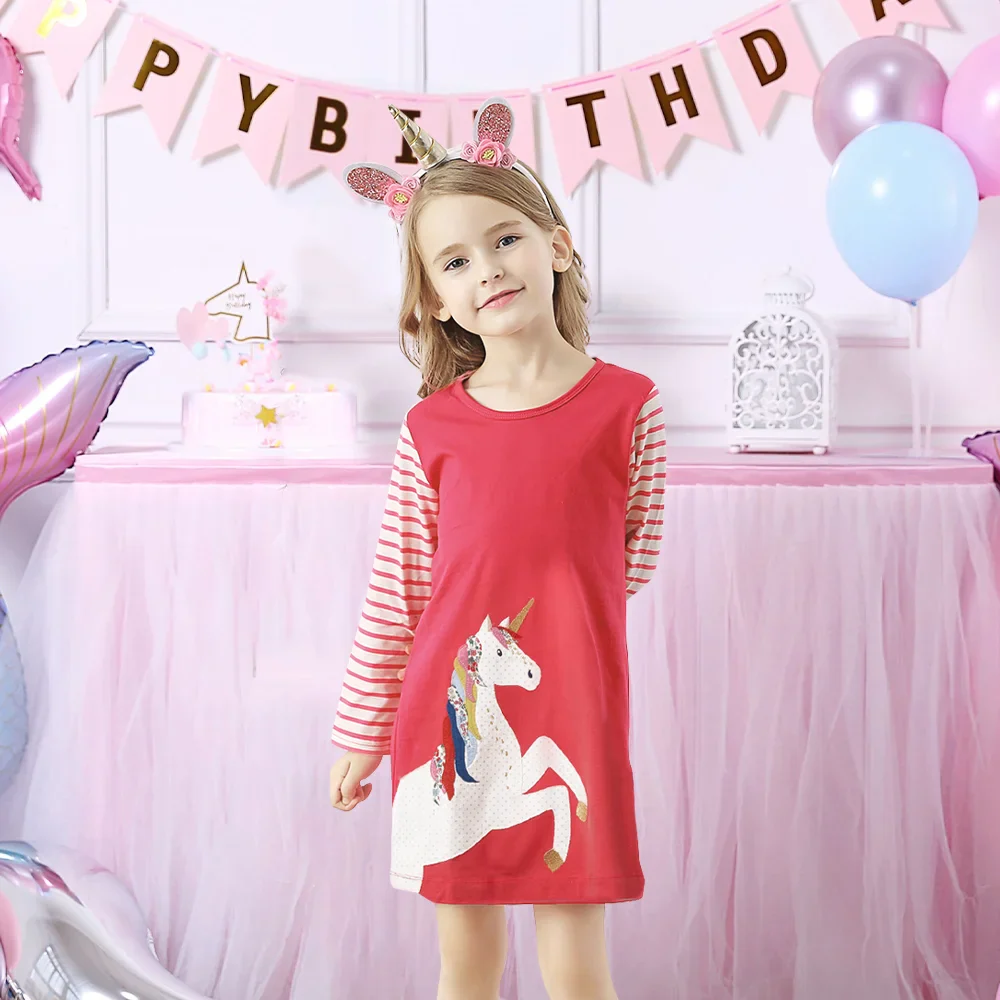DXTON Birthday Girls Dresses Long Sleeve Baby Girls Winter Dresses Kids Cotton Clothing Casual Dresses for 2-8 Years Children - Image 7