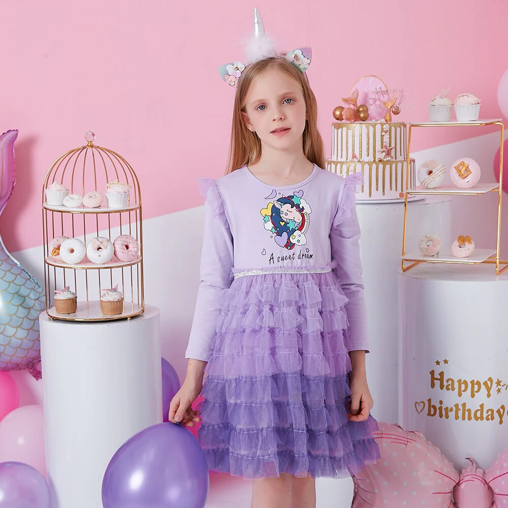 DXTON Princess Kids Dress Heart Sequined Girls Dress Winter Long Sleeve Children Clothing Tutu Flare Sleeve Kids Party Dresses - Image 6