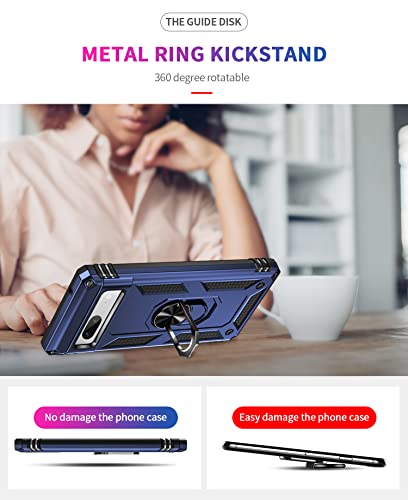 Dzxouui for Pixel 7A Case with [2 Pack] Screen Protector, Military Grade Shockproof Cover Full Body Protection Hard Phone Cases for Google Pixel 7A Built-in Magnetic Kickstand - Blue - Image 2