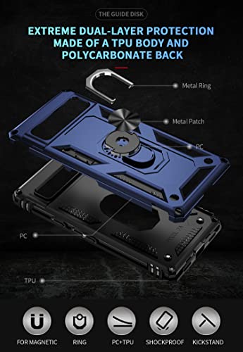 Dzxouui for Pixel 7A Case with [2 Pack] Screen Protector, Military Grade Shockproof Cover Full Body Protection Hard Phone Cases for Google Pixel 7A Built-in Magnetic Kickstand - Blue - Image 3