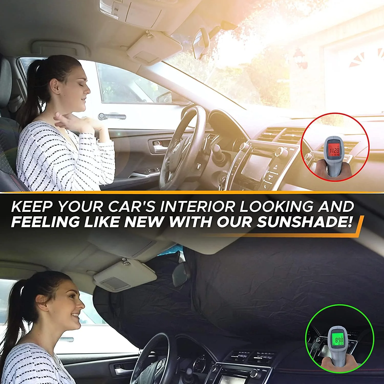EcoNour Car Windshield Sun Shade | Reflector Sunshade Offers Ultimate Protection for Car Interior | Cool Reflective Sun Blocker Fits Small Sedans, Mini SUVs, & Hatchbacks | Medium (64x32 inches) - Image 4