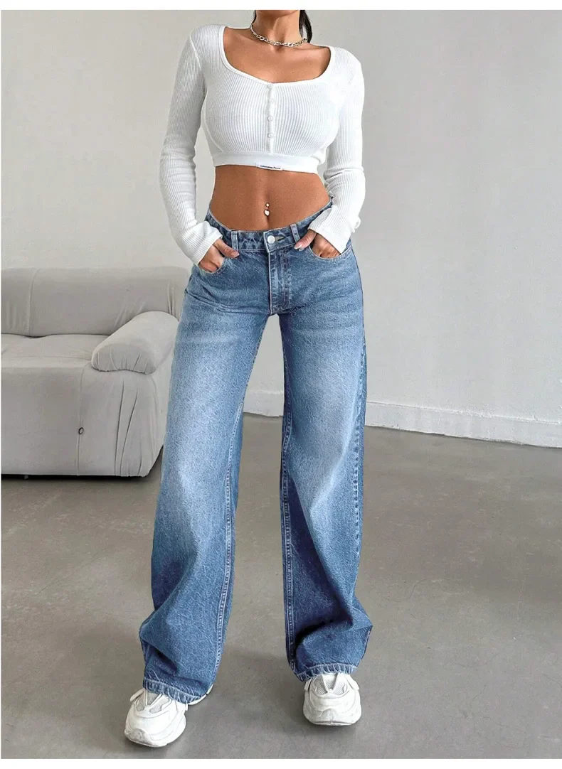 Elastic denim jeans 2025 new fashion low waist loose and trendy women's jeans - Image 10