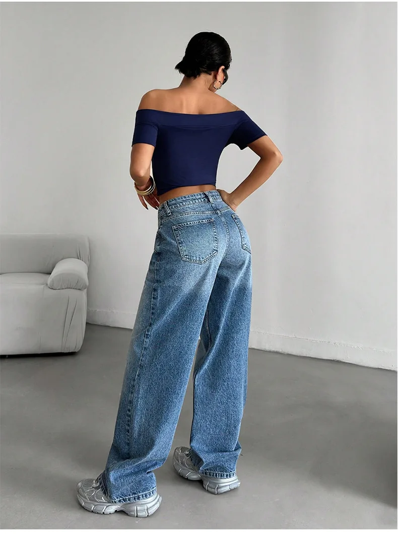 Elastic denim jeans 2025 new fashion low waist loose and trendy women's jeans - Image 11