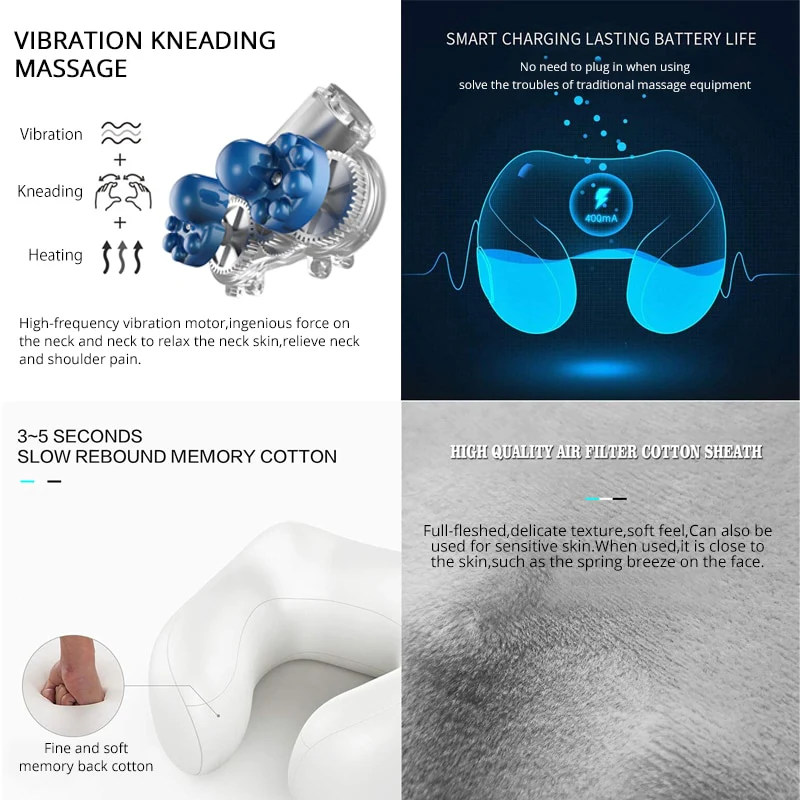Electric Neck Massager U shaped Pillow Multifunctional Portable Shoulder Cervical Massager Outdoor Home Car Relaxing Massage - Image 7