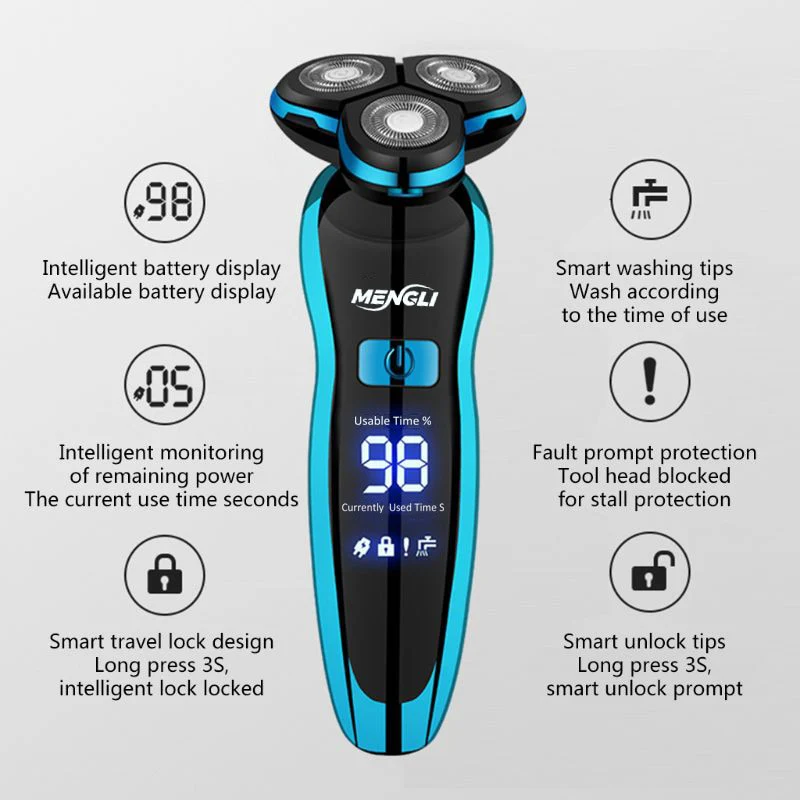 Electric Razor Electric Shaver Hair Cutting Shaving Machine for Men Clipper Beard Trimmer  Rotary Shaver 100% Water Proof - Image 15