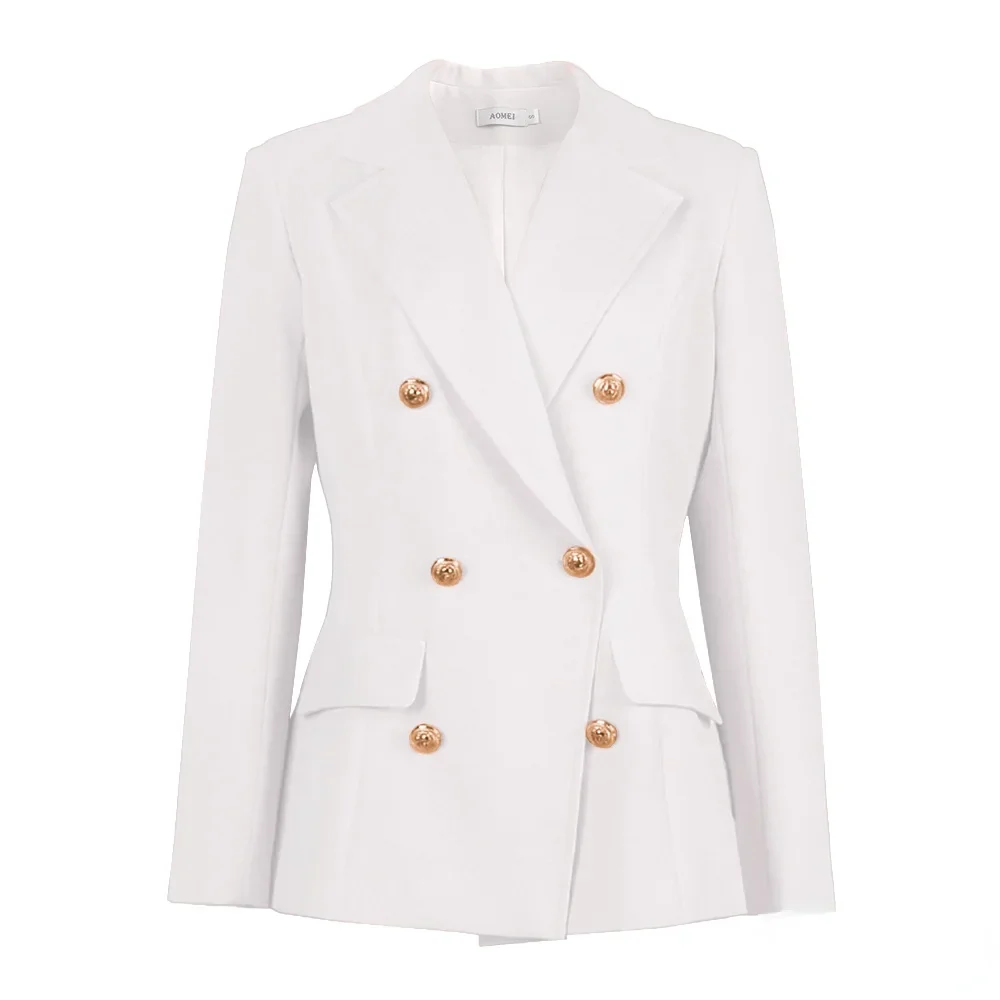 Elegant Blazer for Women Sets Buttons White Autumn Summer Suits Fashion Casual Professional Party Office Business Outfits 2021 - Image 8