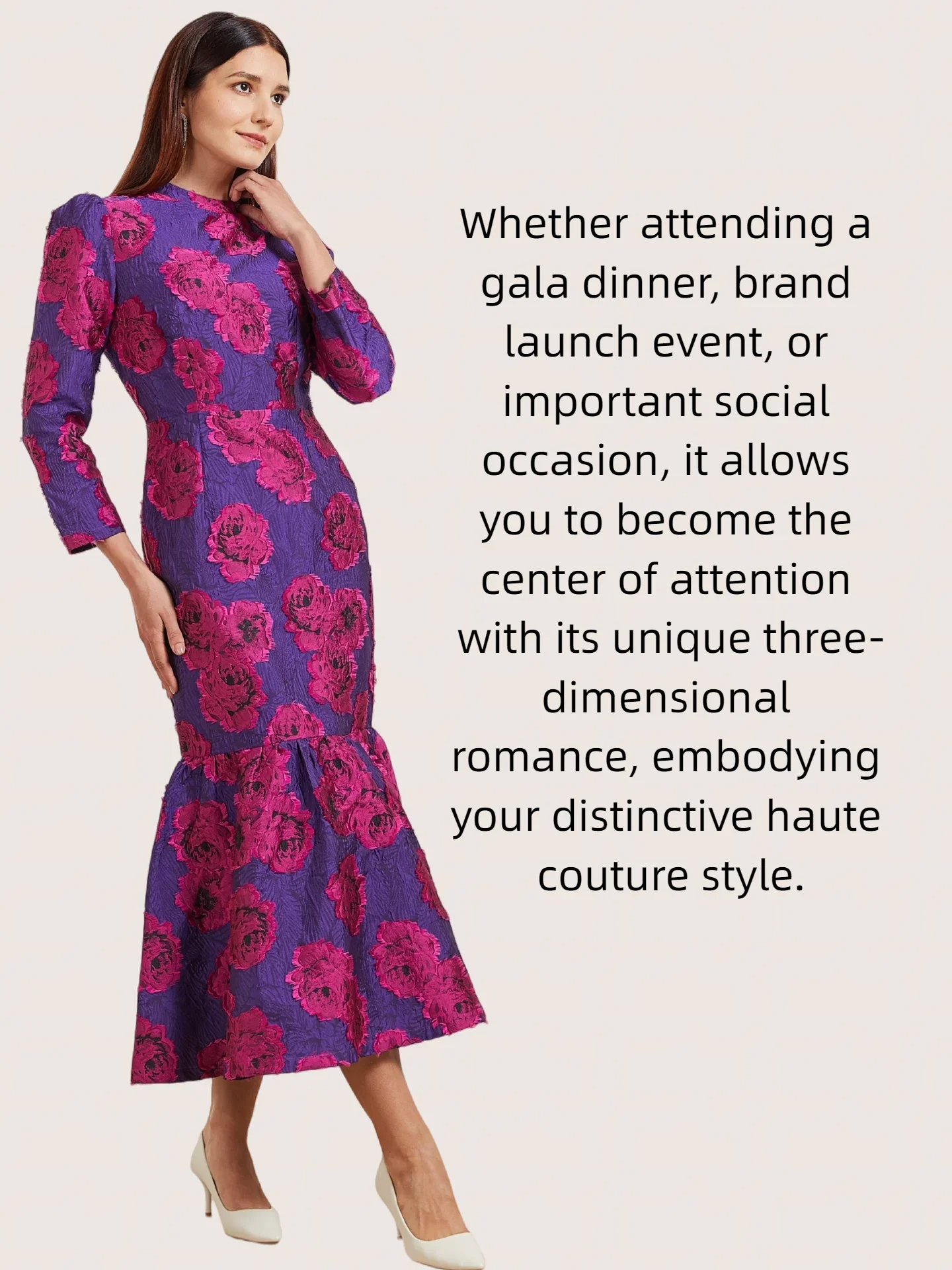 Elegant Brocade Women Maxi Mermaid Dress Long Vintage Flowers Slim Clothing Stand Collar Party Dresses Robe Femme Vestido - Image 10