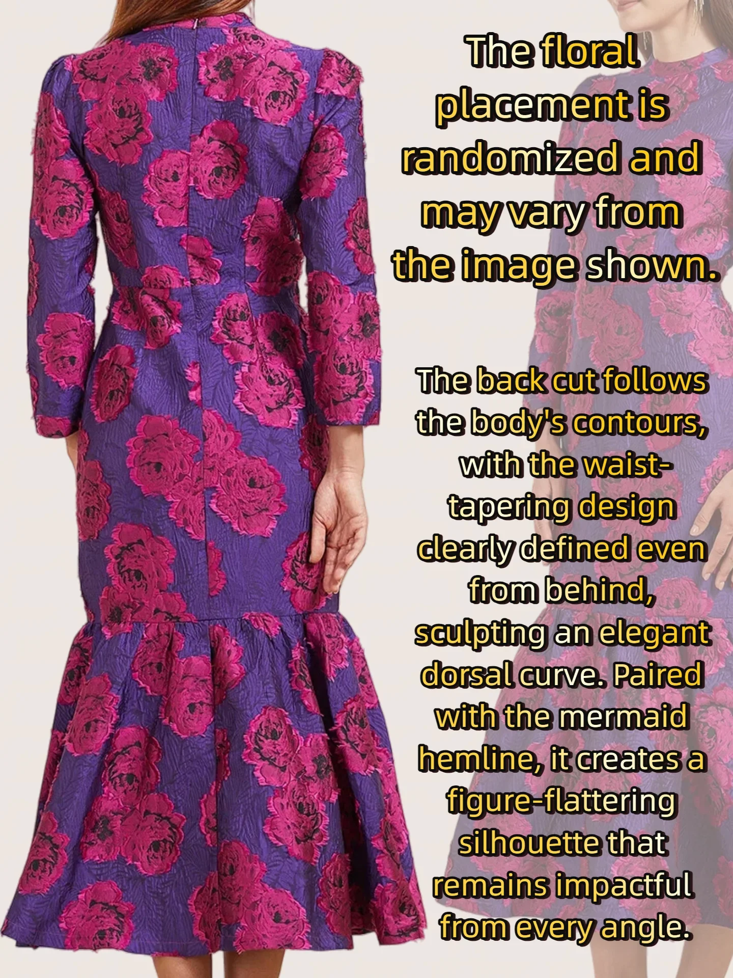 Elegant Brocade Women Maxi Mermaid Dress Long Vintage Flowers Slim Clothing Stand Collar Party Dresses Robe Femme Vestido - Image 13