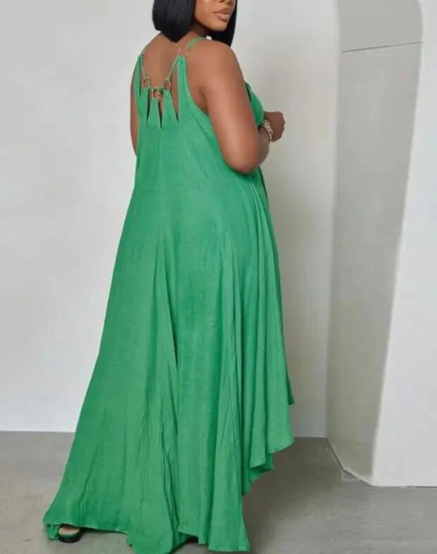 Elegant Dresses for Women Cutout O-Ring Decor Asymmetrical Casual Dress New Fashion 2023 Summer Casual Female Clothing Outfits - Image 4