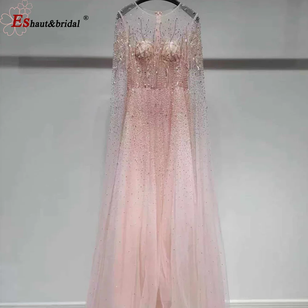 Elegant Dubai Arabic Evening Dresses for Women 2025 Long Sleeves O Neck A-Line Luxury Formal Prom Wedding Party Gowns Customized - Image 12
