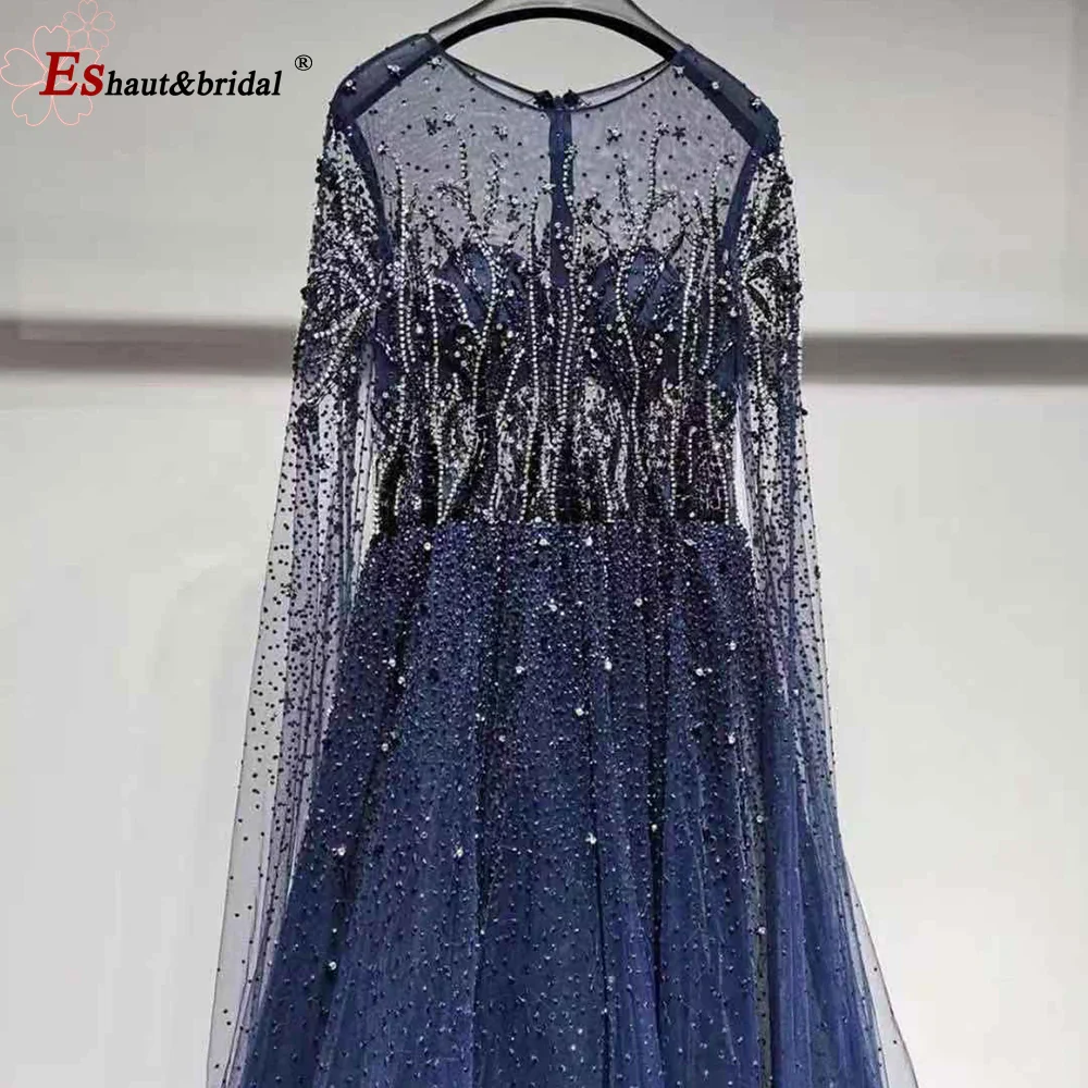 Elegant Dubai Arabic Evening Dresses for Women 2025 Long Sleeves O Neck A-Line Luxury Formal Prom Wedding Party Gowns Customized - Image 4