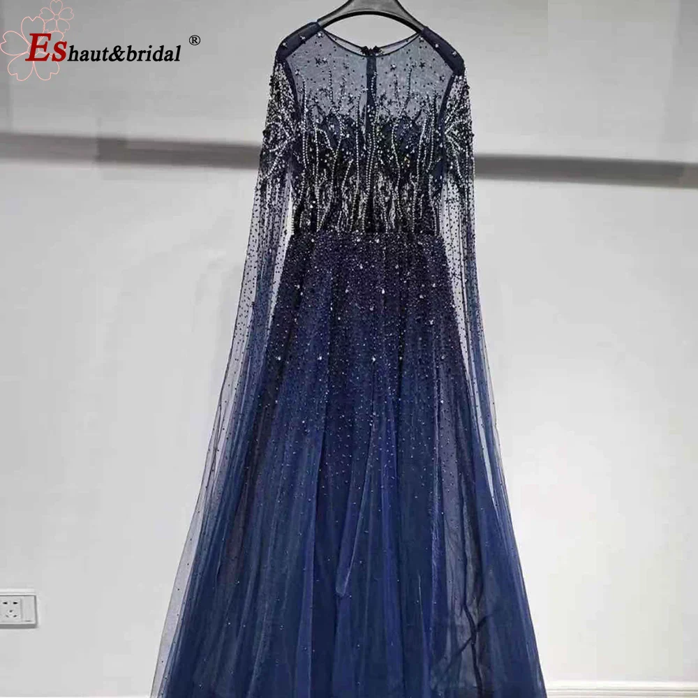 Elegant Dubai Arabic Evening Dresses for Women 2025 Long Sleeves O Neck A-Line Luxury Formal Prom Wedding Party Gowns Customized - Image 8