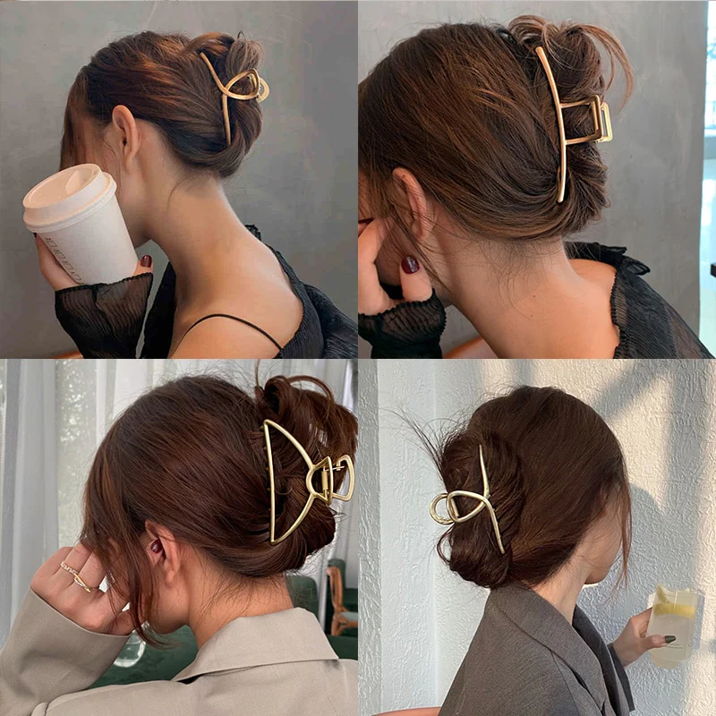 Elegant Gold Silver Hollow Geometric Metal Hair Claw For Women Long Thick Hair Holder Hair Claw Clip Fashion Hair Accessories - Image 55