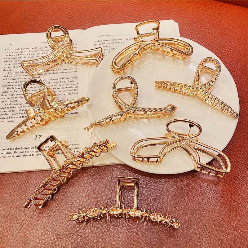 Elegant Gold Silver Hollow Geometric Metal Hair Claw For Women Long Thick Hair Holder Hair Claw Clip Fashion Hair Accessories - Image 57