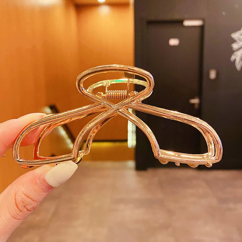 Elegant Gold Silver Hollow Geometric Metal Hair Claw For Women Long Thick Hair Holder Hair Claw Clip Fashion Hair Accessories - Image 6