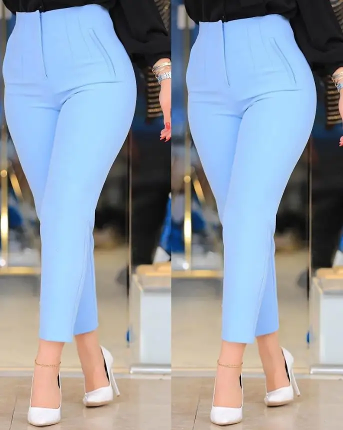 Elegant High Waist Cropped Work Pants for Women Black All-Match Daily Office Formal Wear Fashion Women's Trousers OL - Image 9
