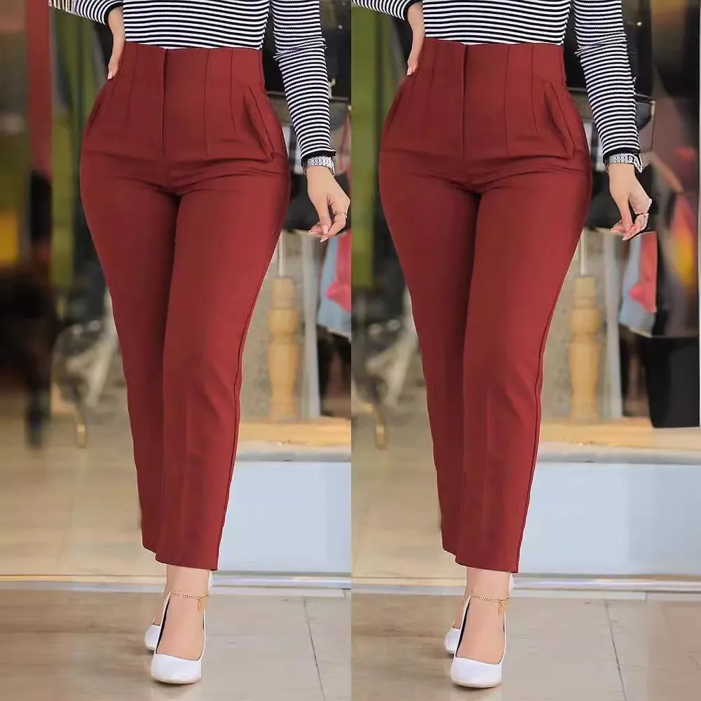 Elegant High Waist Cropped Work Pants For Women Black All-Match Daily Slim Office Formal Wear Fashion Women's Trousers - Image 10