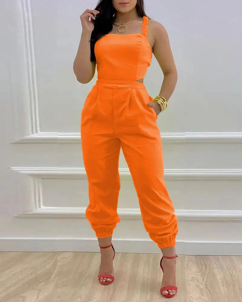 Elegant Jumpsuit Women Summer 2023 Fashion Butterfly Print Crisscross Lace Up Details Backless Long Jumpsuit Plus Size Rompers - Image 2