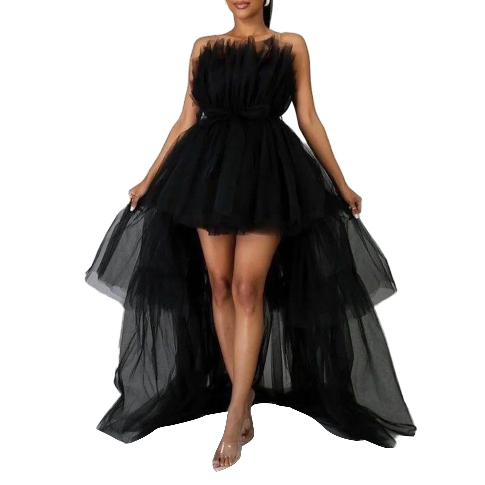Elegant Mesh Tulle Wedding Party Dress for Women Strapless Off Shoulder High Waist Evening Gowns Formal OccasionProm Dresses2023 - Image 3