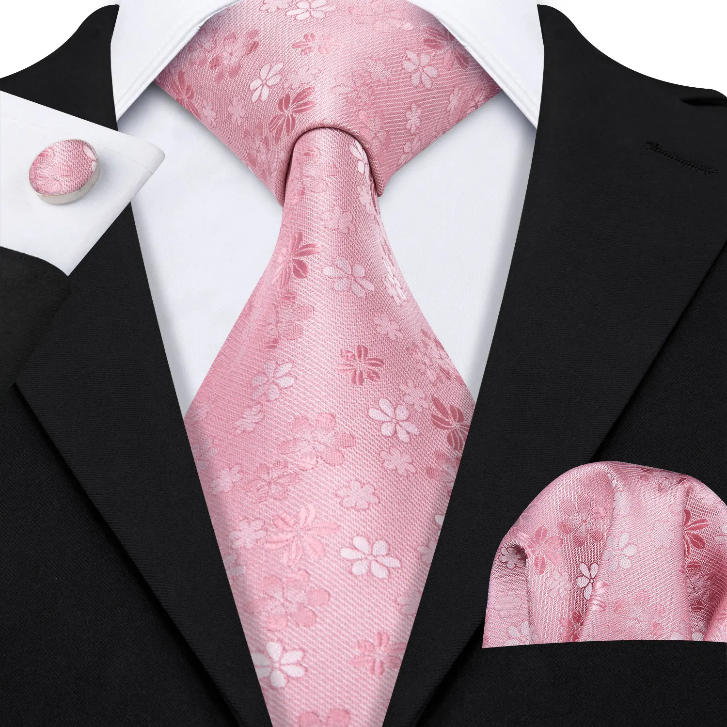 Elegant Multi Floral Silk Mens Tie Hanky Cufflinks Set Jacquard Flower Necktie For Male Wedding Business Party Event Barry.Wang - Image 10
