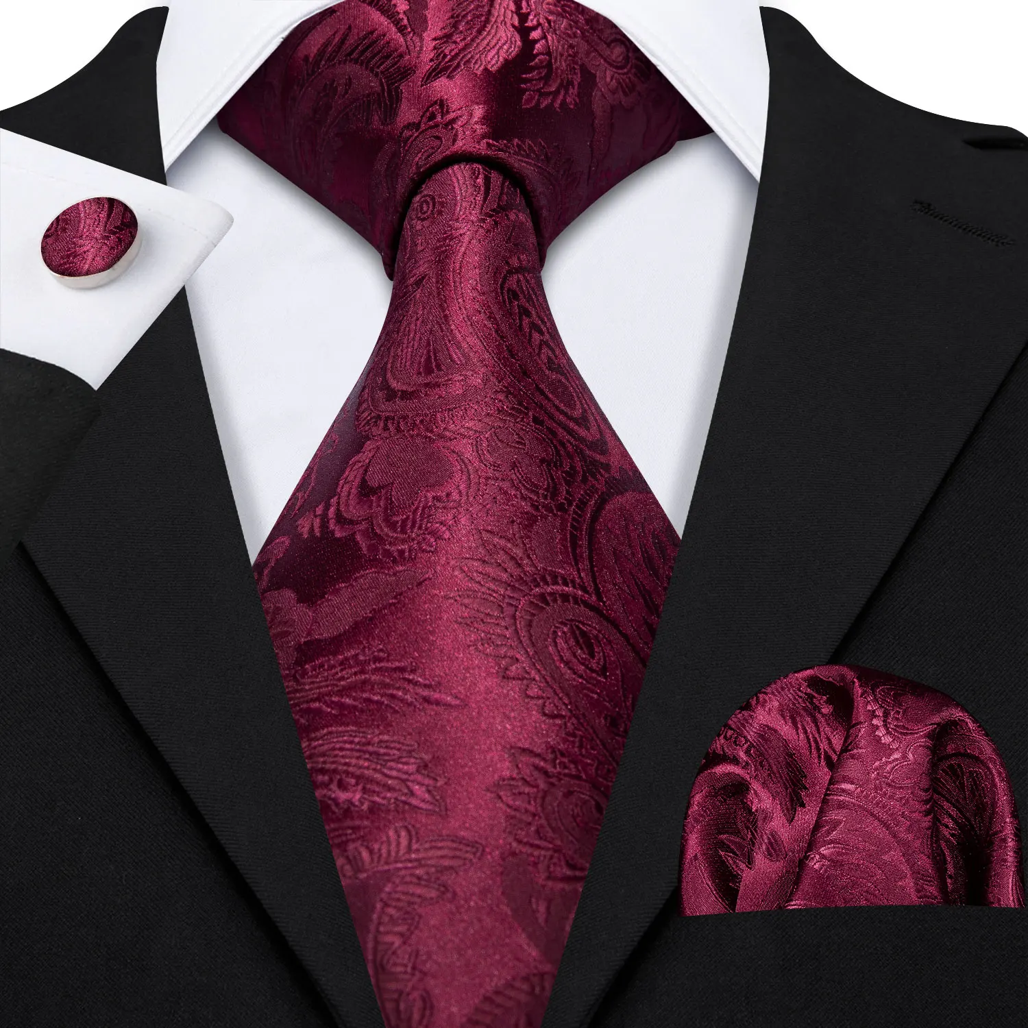 Elegant Multi Floral Silk Mens Tie Hanky Cufflinks Set Jacquard Flower Necktie For Male Wedding Business Party Event Barry.Wang - Image 21