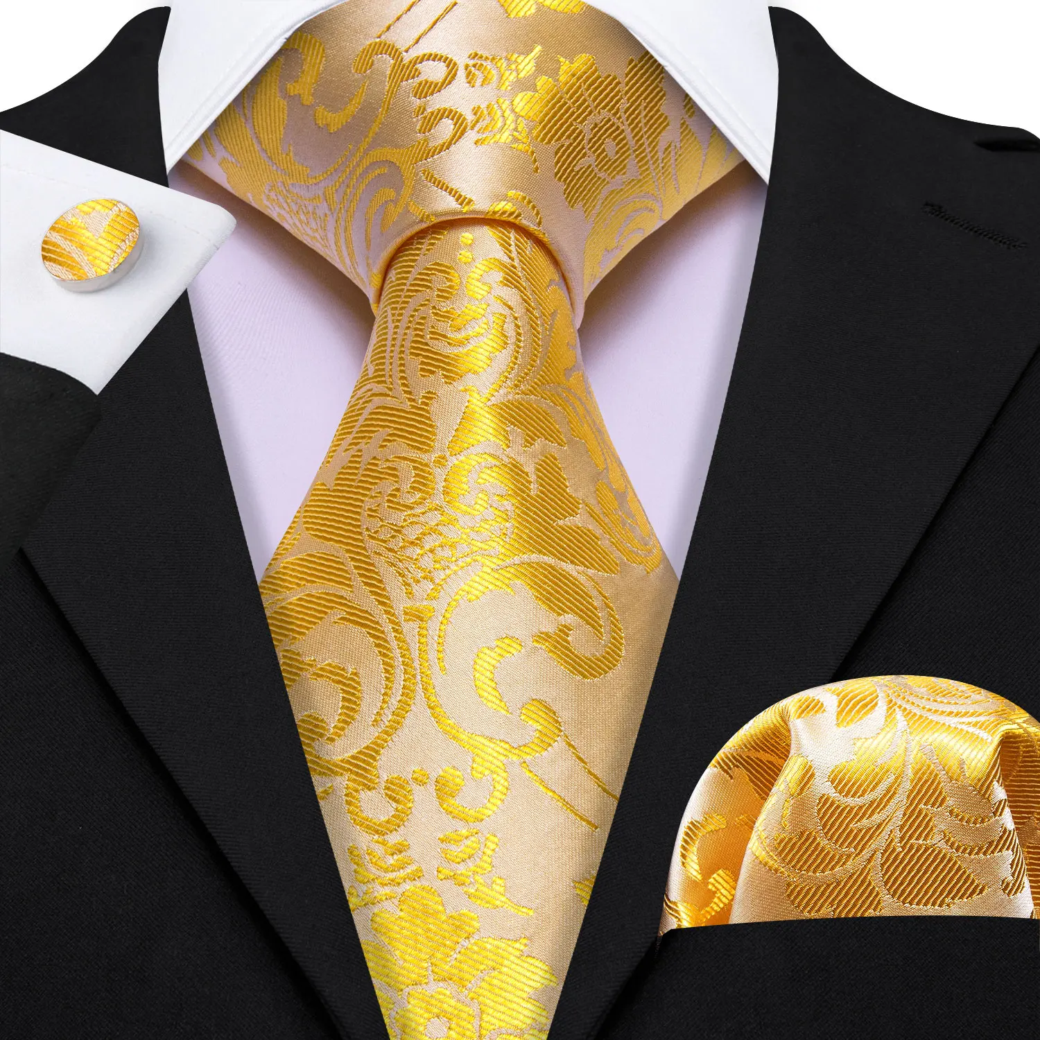 Elegant Multi Floral Silk Mens Tie Hanky Cufflinks Set Jacquard Flower Necktie For Male Wedding Business Party Event Barry.Wang - Image 24