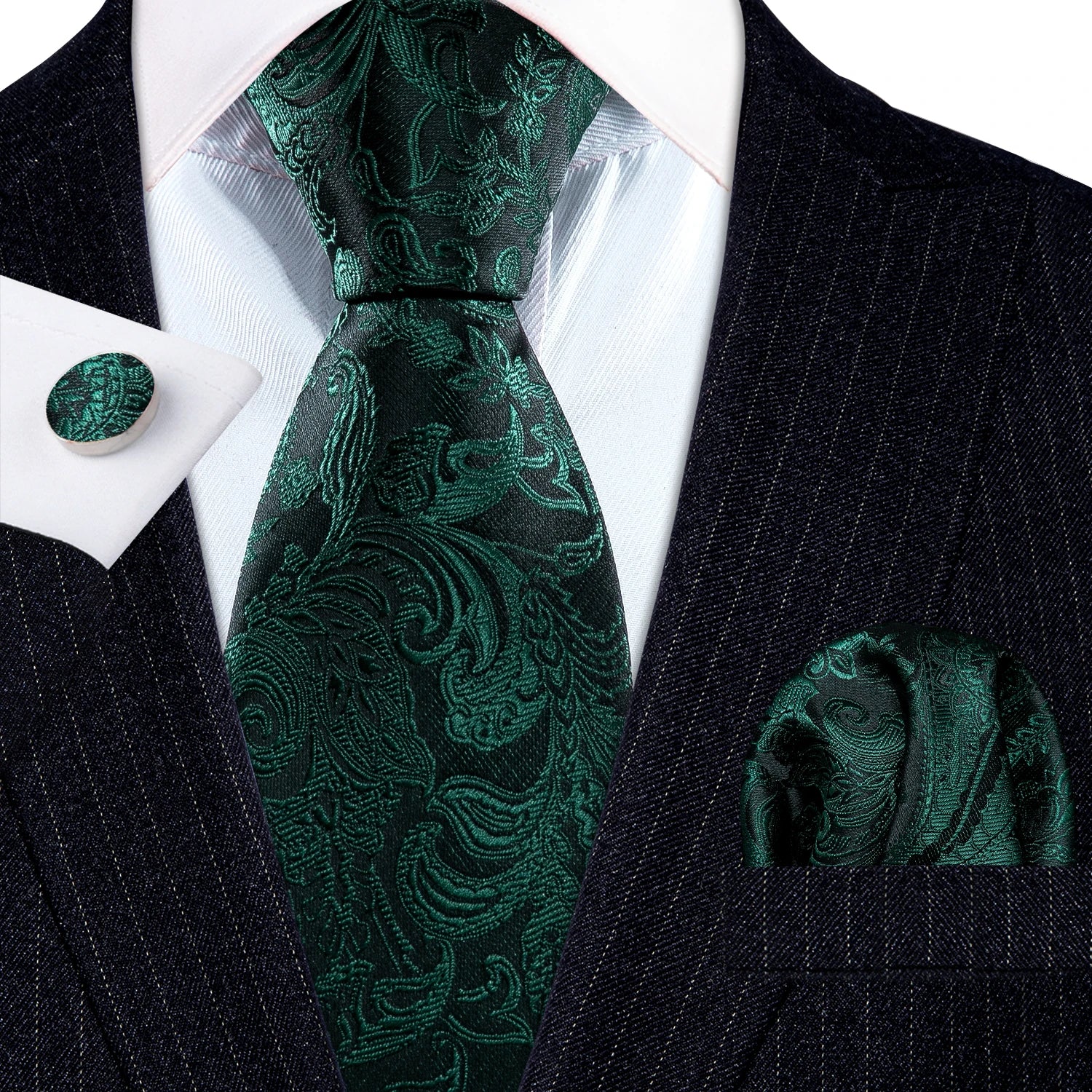 Elegant Multi Floral Silk Mens Tie Hanky Cufflinks Set Jacquard Flower Necktie For Male Wedding Business Party Event Barry.Wang - Image 28