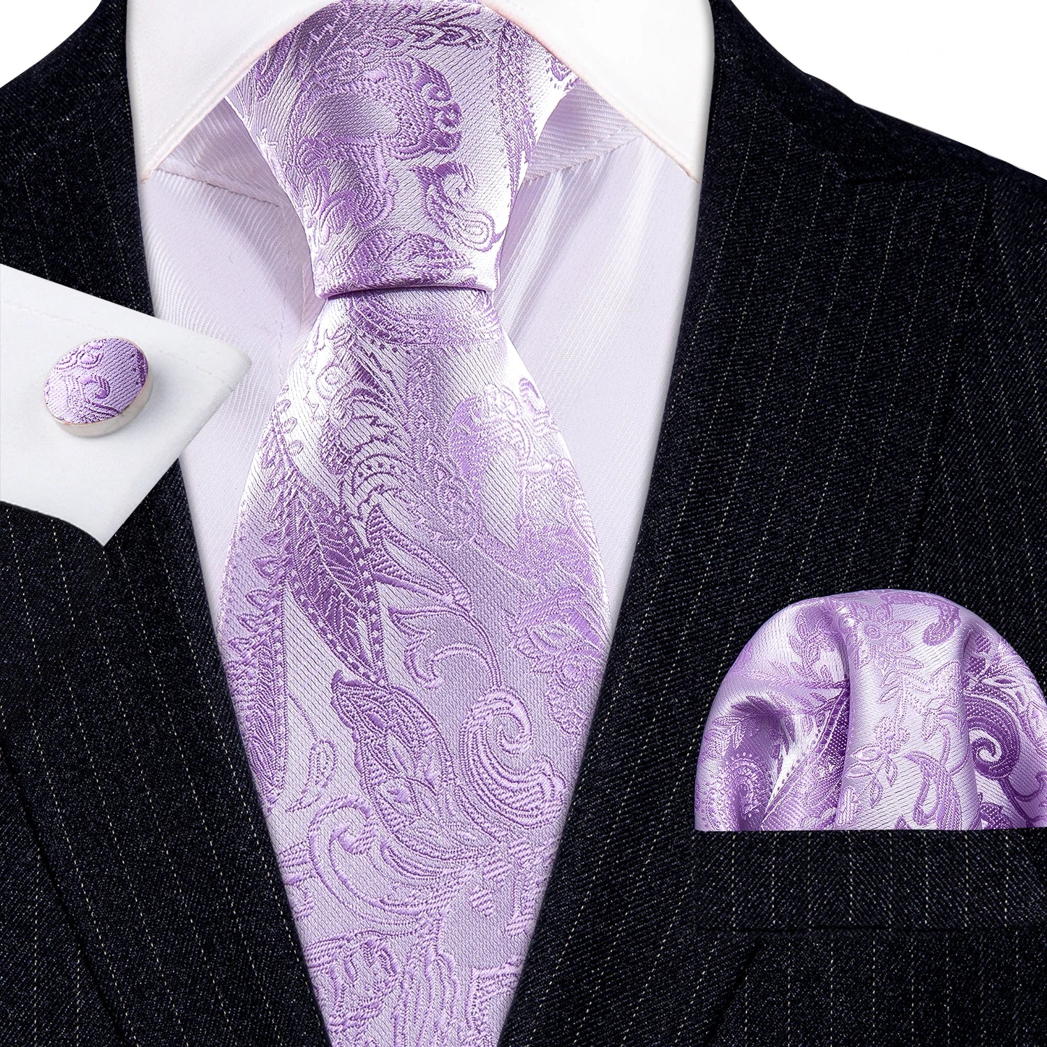 Elegant Multi Floral Silk Mens Tie Hanky Cufflinks Set Jacquard Flower Necktie For Male Wedding Business Party Event Barry.Wang - Image 33