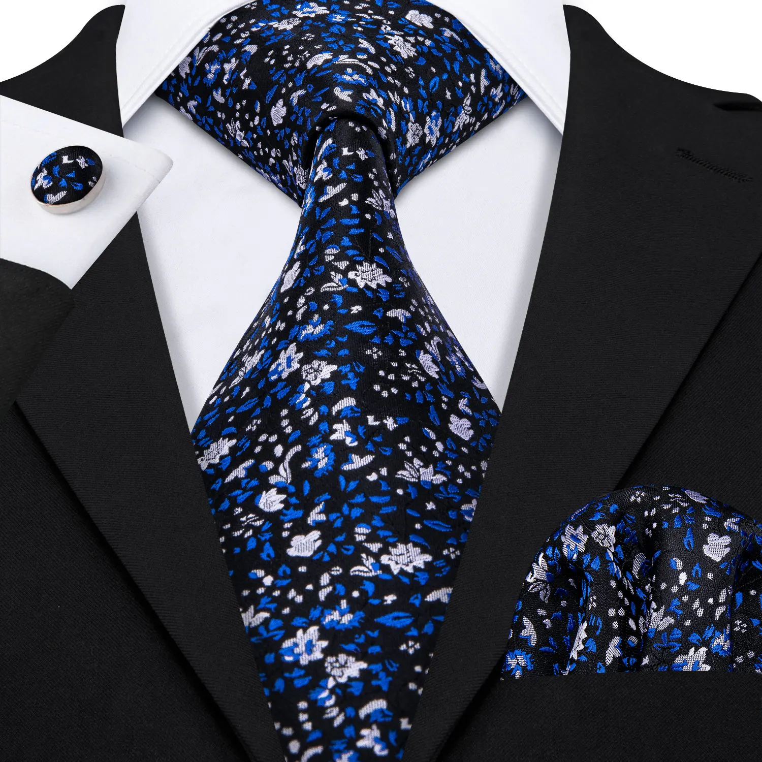 Elegant Multi Floral Silk Mens Tie Hanky Cufflinks Set Jacquard Flower Necktie For Male Wedding Business Party Event Barry.Wang - Image 36