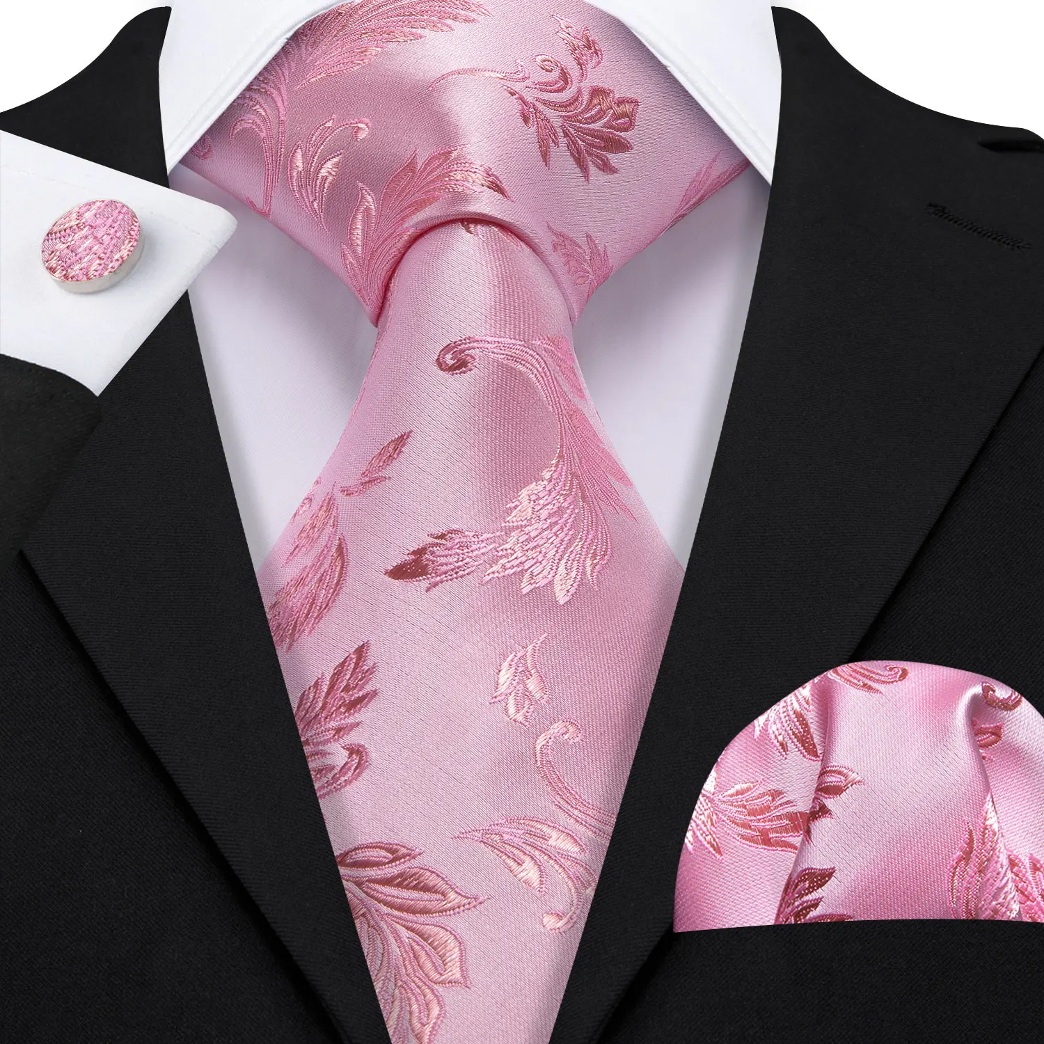 Elegant Multi Floral Silk Mens Tie Hanky Cufflinks Set Jacquard Flower Necktie For Male Wedding Business Party Event Barry.Wang - Image 39