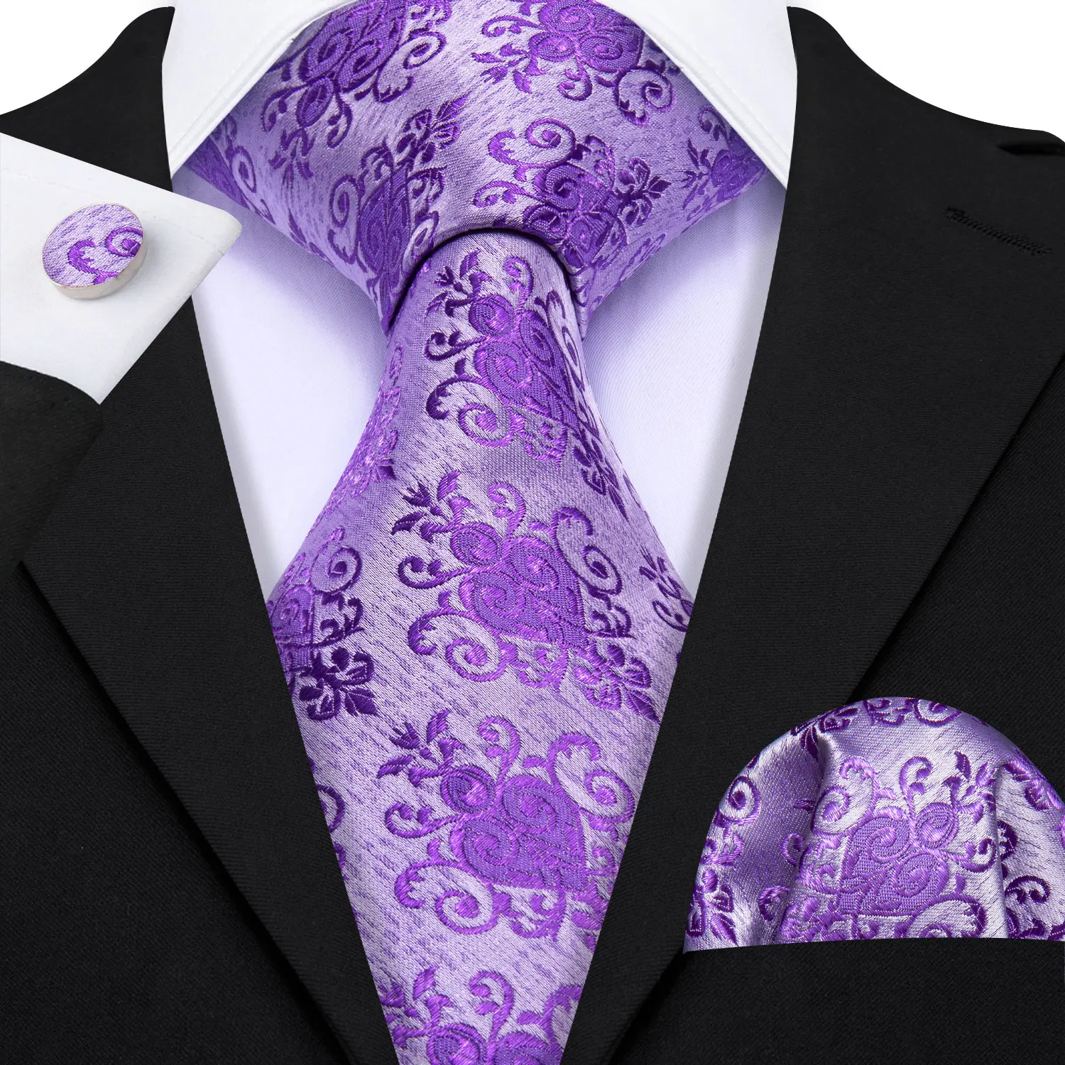 Elegant Multi Floral Silk Mens Tie Hanky Cufflinks Set Jacquard Flower Necktie For Male Wedding Business Party Event Barry.Wang - Image 40