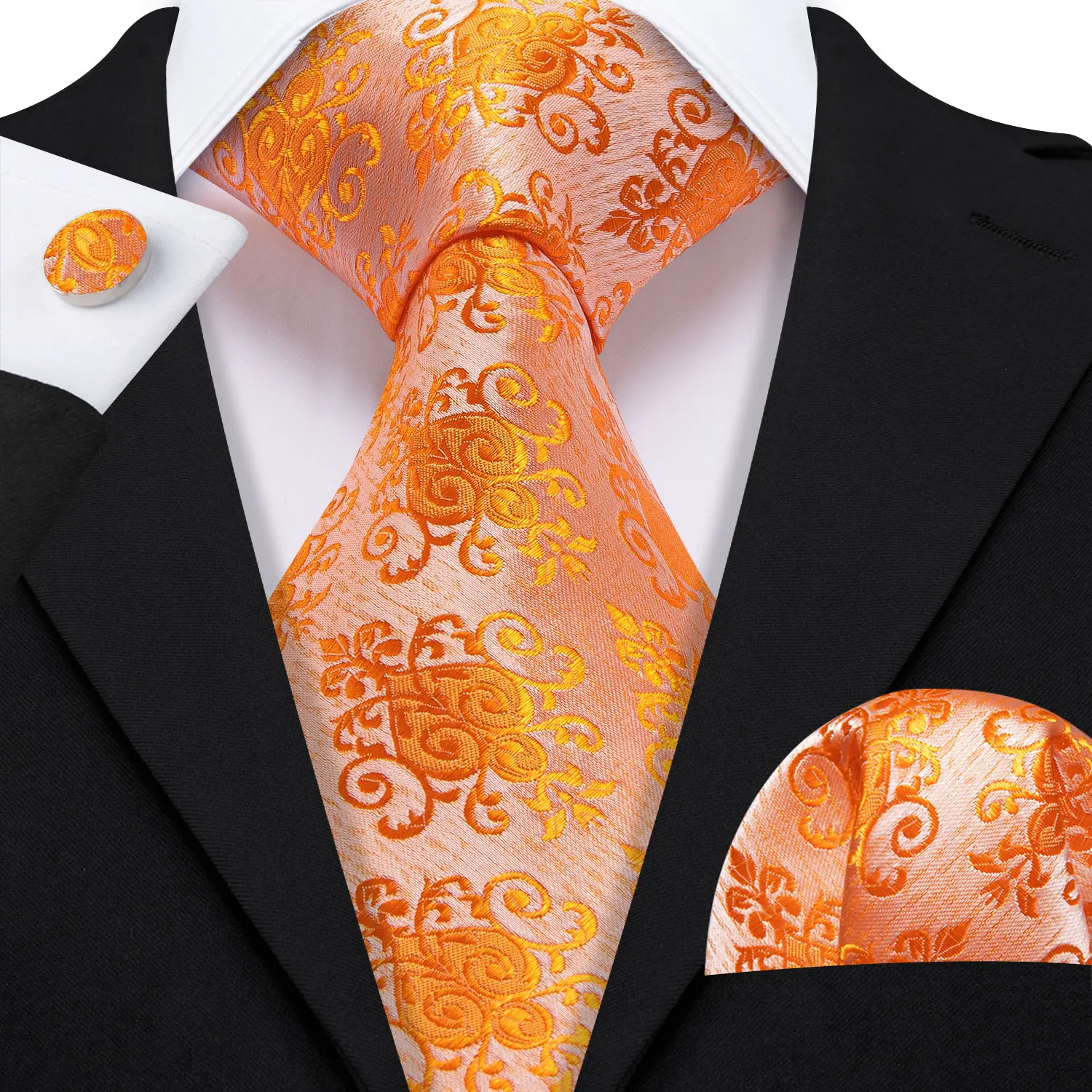 Elegant Multi Floral Silk Mens Tie Hanky Cufflinks Set Jacquard Flower Necktie For Male Wedding Business Party Event Barry.Wang - Image 41