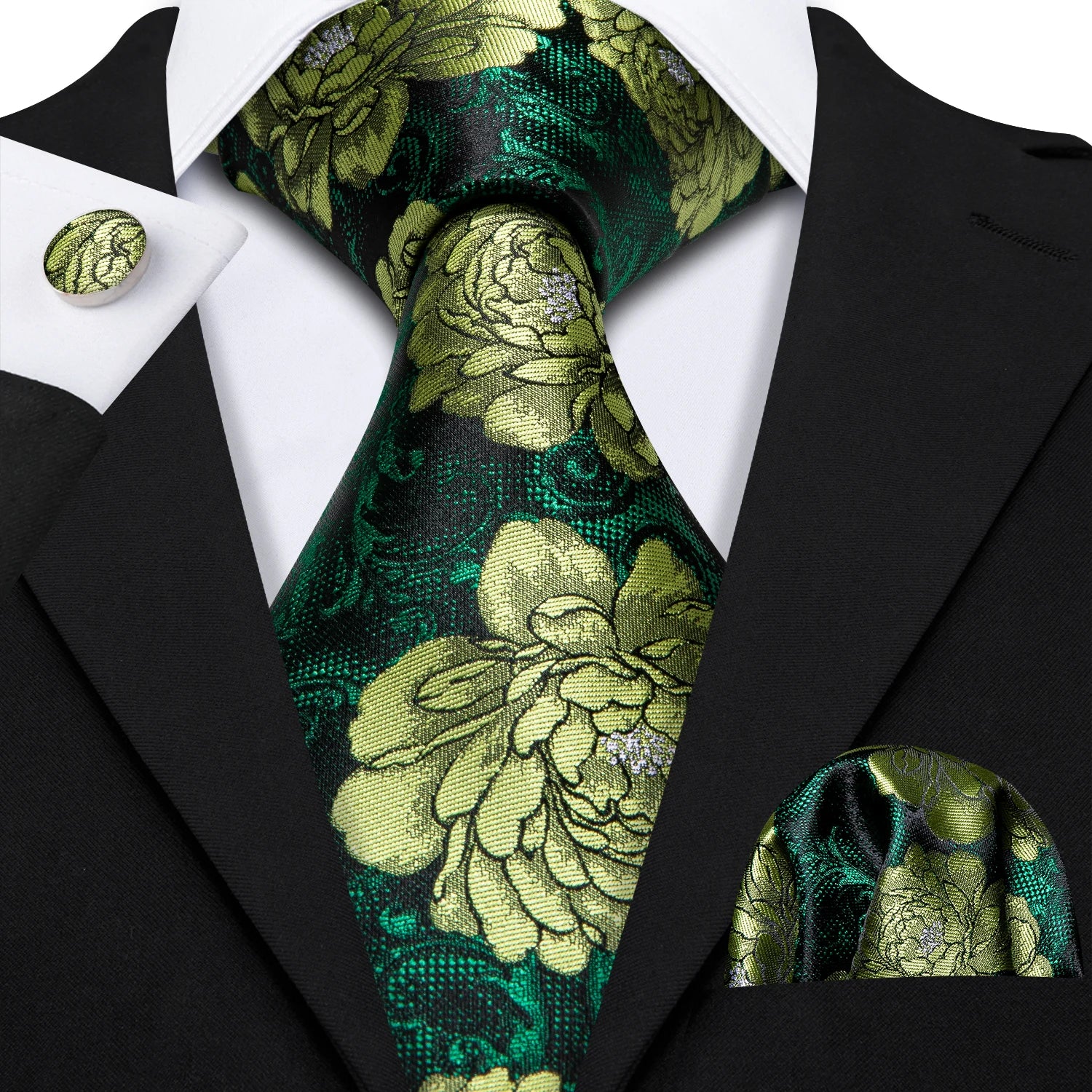Elegant Multi Floral Silk Mens Tie Hanky Cufflinks Set Jacquard Flower Necktie For Male Wedding Business Party Event Barry.Wang - Image 45