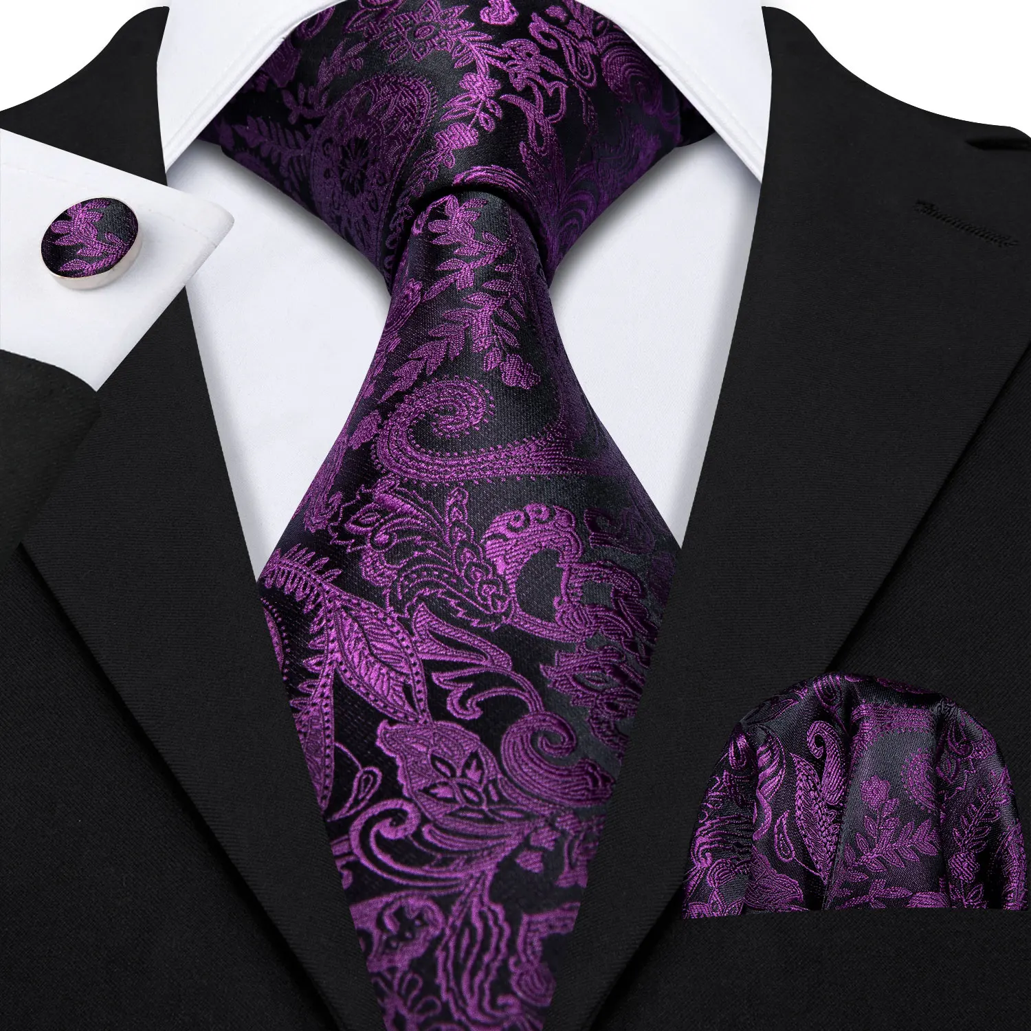 Elegant Multi Floral Silk Mens Tie Hanky Cufflinks Set Jacquard Flower Necktie For Male Wedding Business Party Event Barry.Wang - Image 46