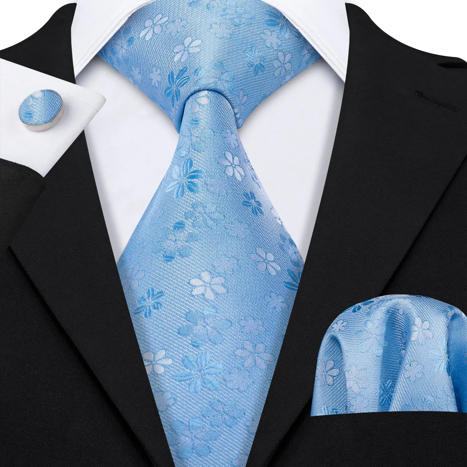 Elegant Multi Floral Silk Mens Tie Hanky Cufflinks Set Jacquard Flower Necktie For Male Wedding Business Party Event Barry.Wang - Image 48