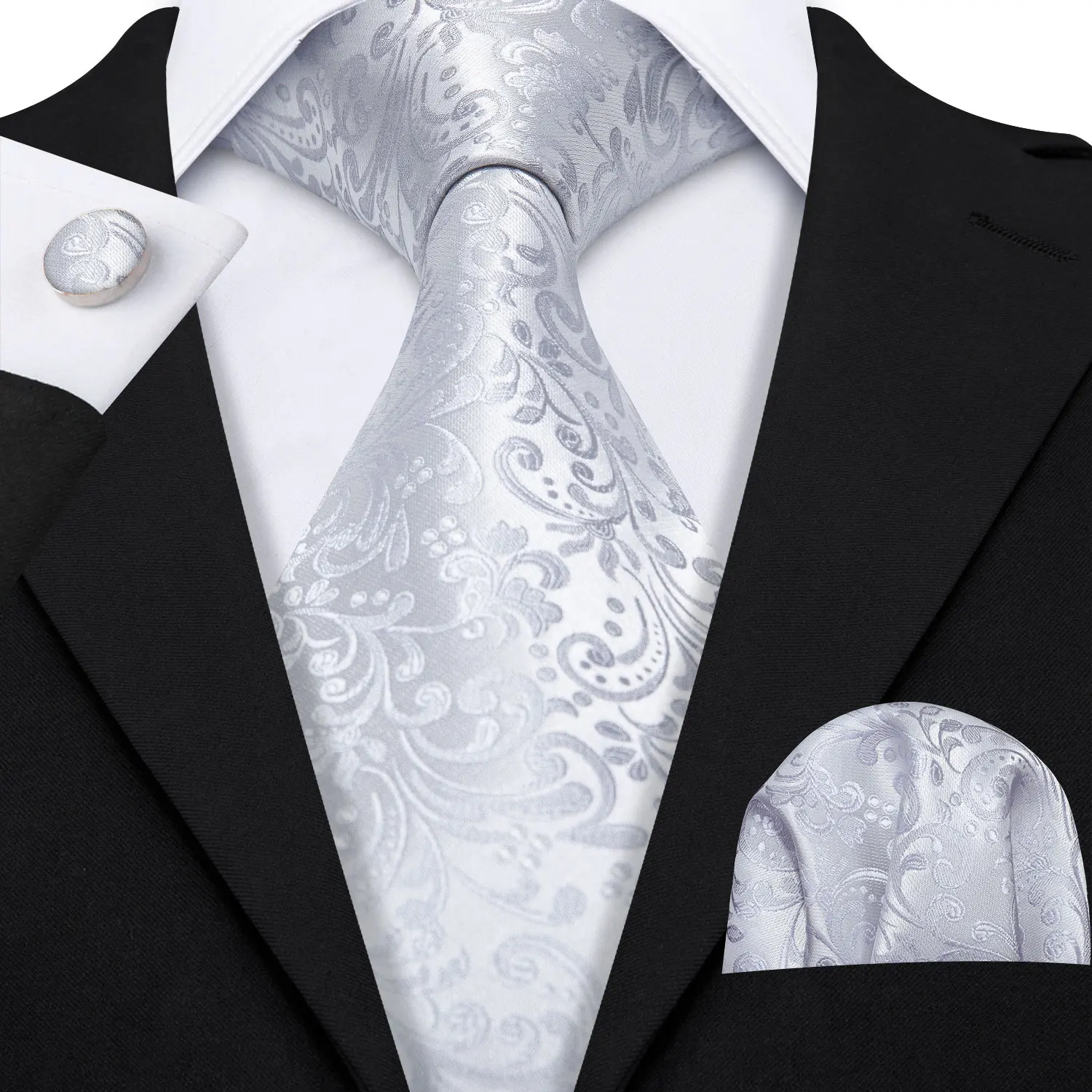 Elegant Multi Floral Silk Mens Tie Hanky Cufflinks Set Jacquard Flower Necktie For Male Wedding Business Party Event Barry.Wang - Image 59