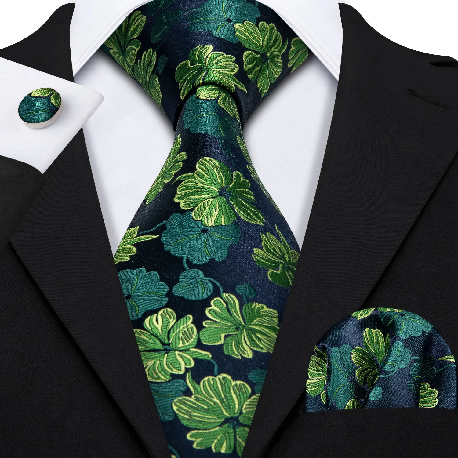 Elegant Multi Floral Silk Mens Tie Hanky Cufflinks Set Jacquard Flower Necktie For Male Wedding Business Party Event Barry.Wang - Image 60