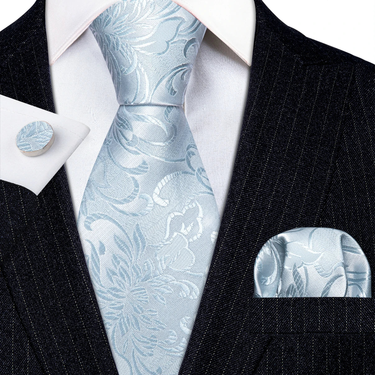 Elegant Multi Floral Silk Mens Tie Hanky Cufflinks Set Jacquard Flower Necktie For Male Wedding Business Party Event Barry.Wang - Image 61
