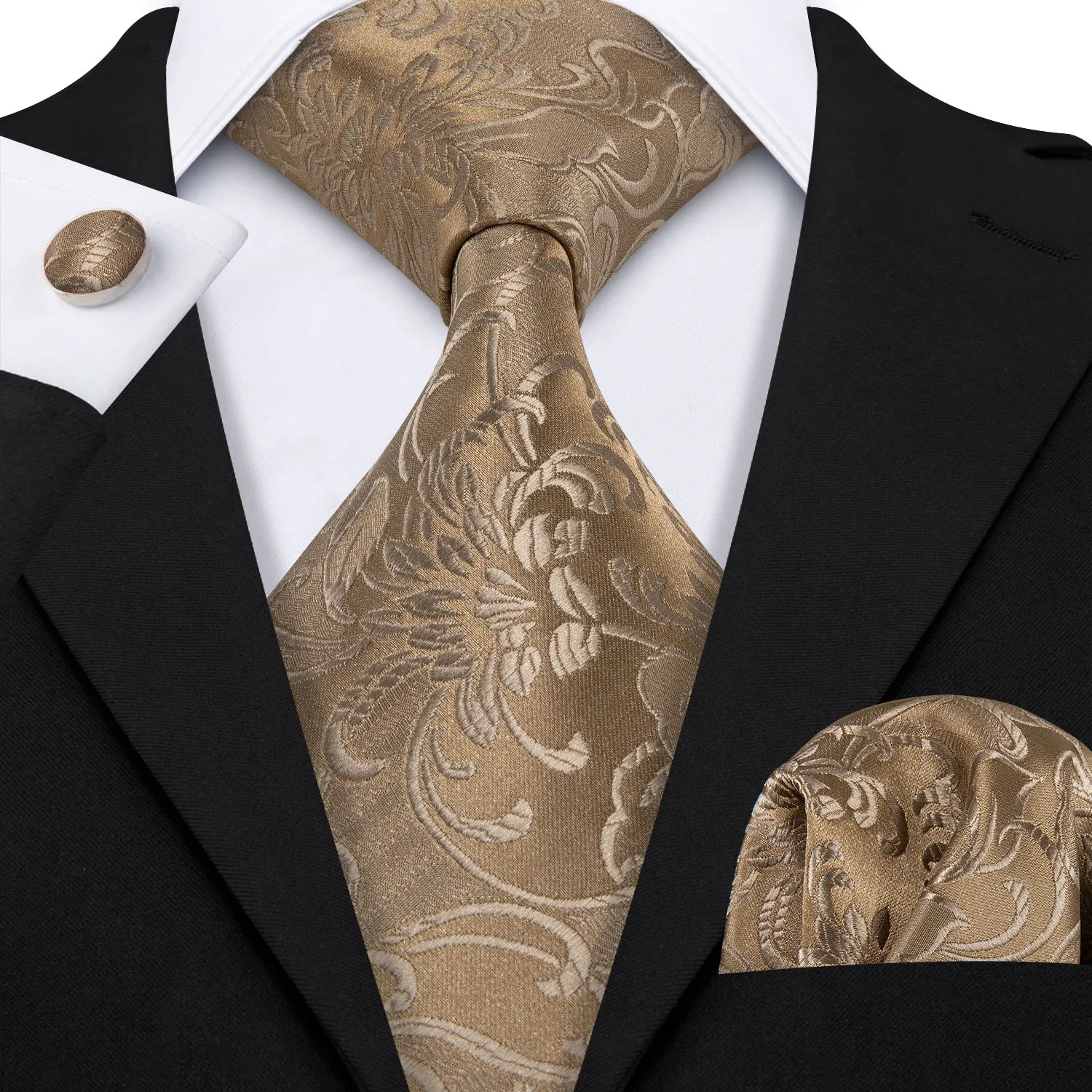 Elegant Multi Floral Silk Mens Tie Hanky Cufflinks Set Jacquard Flower Necktie For Male Wedding Business Party Event Barry.Wang - Image 67